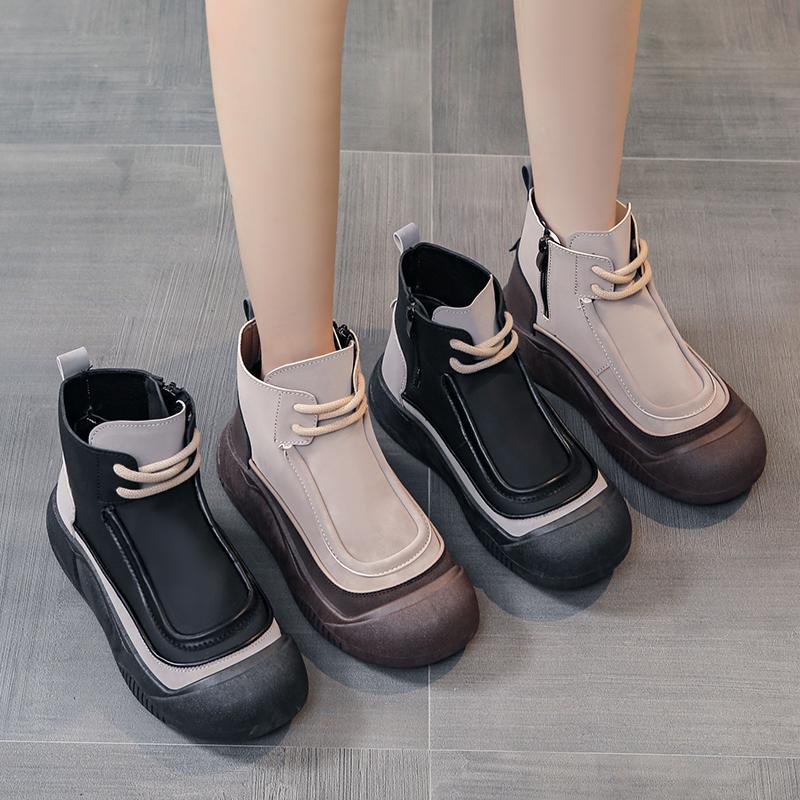 TUINANLE Женская весенняя обувь. Высокие кроссовки на молнии. Черные туфли. Женские прогулочные массивные кроссовки.