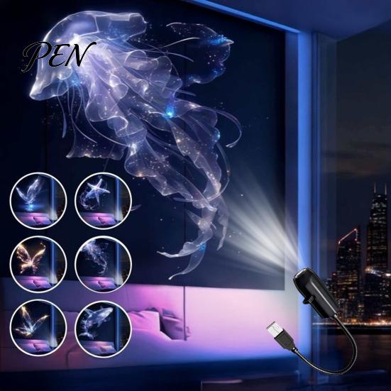 Компактная лампа-бабочка, USB-проектор, Мини-светодиодный проектор с 6 пленками, Ночник для автомобиля, Потолок спальни, Декоративное освещение для помещений