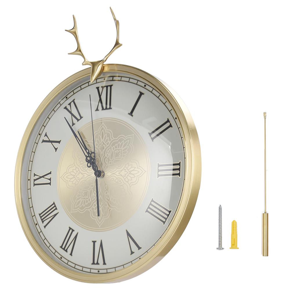 Настенные часы Бесшумные медные европейские часы с маятником из чистой меди для интерьера гостиной