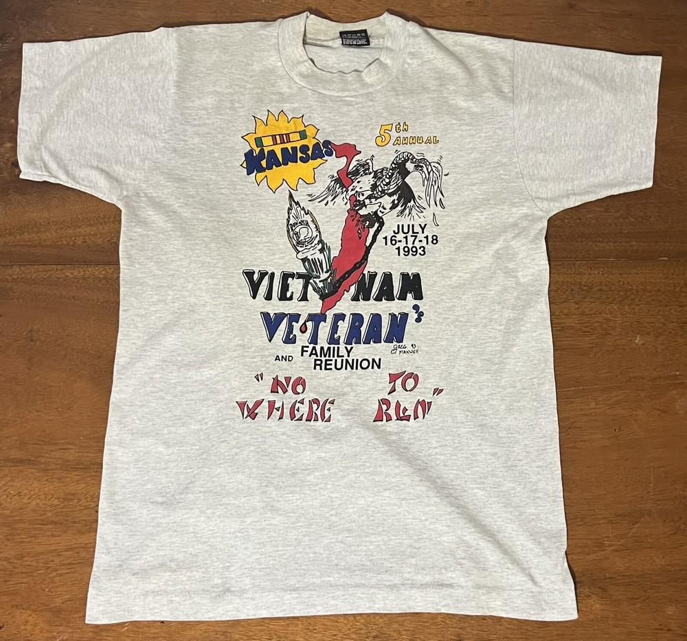 Vintage Single Stitch 1993 Kansas Vietnam Veterans Reunion FOTL T Shirt Medium Unisex T-Shirt