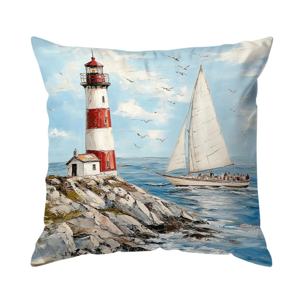 Pcs Retro Ocean Style Singlesided Printed Pillowcase Cushion Coversuitable For Living Roombedroomcar Decoration