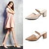 Women's High Heel Leather Mules Wedding Shoes Fashionable High-heeled Shoes Closed-toe Sandals Spring Summer Shoes