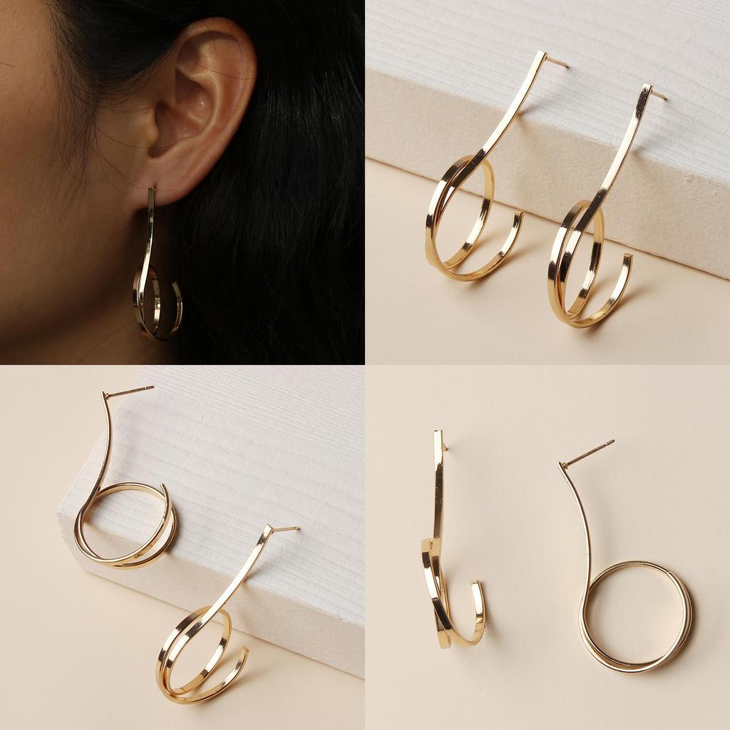 Metal Alloy Circle Earrings For Women Fashionable Geometric Design Gift For Occasions