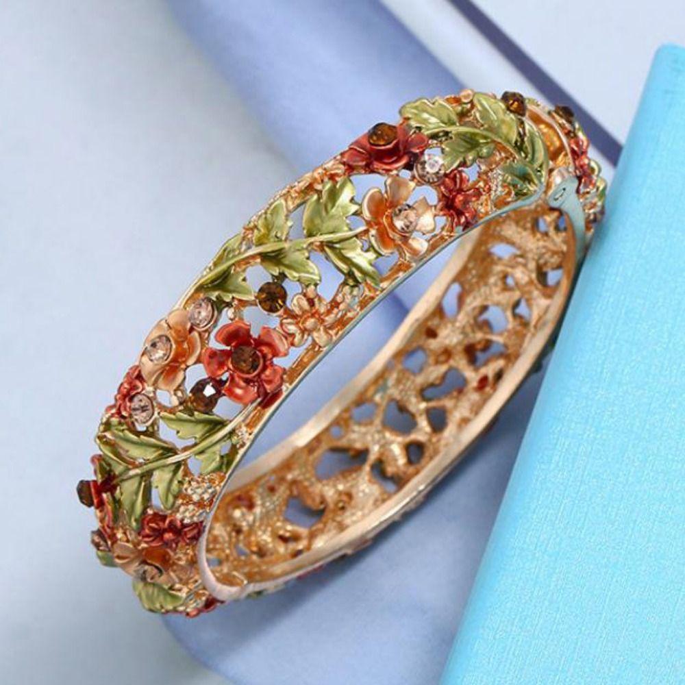 Эмаль ажурный цветок браслет двойной браслет женский браслет на руку ювелирные изделия