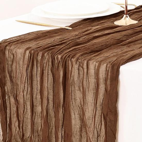 Дорожка для стола на День благодарения, марлевая, в стиле бохо, плиссированная, однотонная, устойчивая к пятнам, многоразовая, для защиты стола, украшение, дорожка для банкета, выпускного вечера