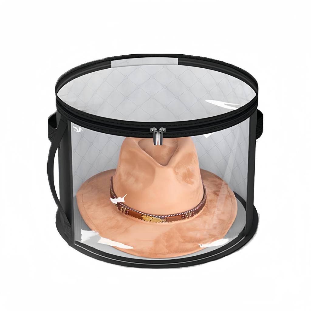 Hat Storage Bag for Efficient Organization Convenient Foldable Round Brim Caps Organizer with Handle and Clear Window