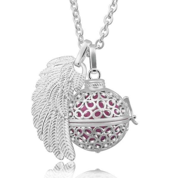 Бола для беременных с подвеской в виде клетки с двойным цветком и крыльями ангела