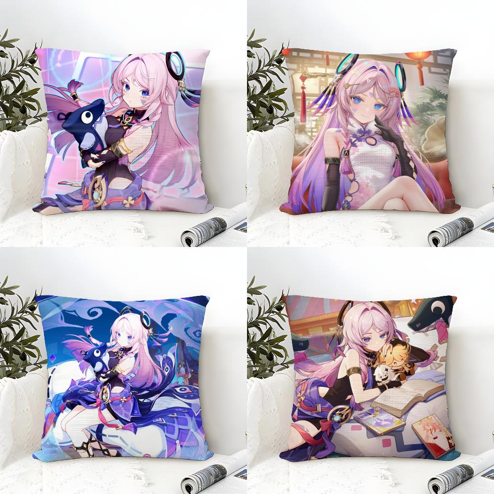 Genshin Impact Citlali Cushion Cover Eco Linen Pillow Case DoubleSided Print Breathable Durable Zipper Home Decor Gift