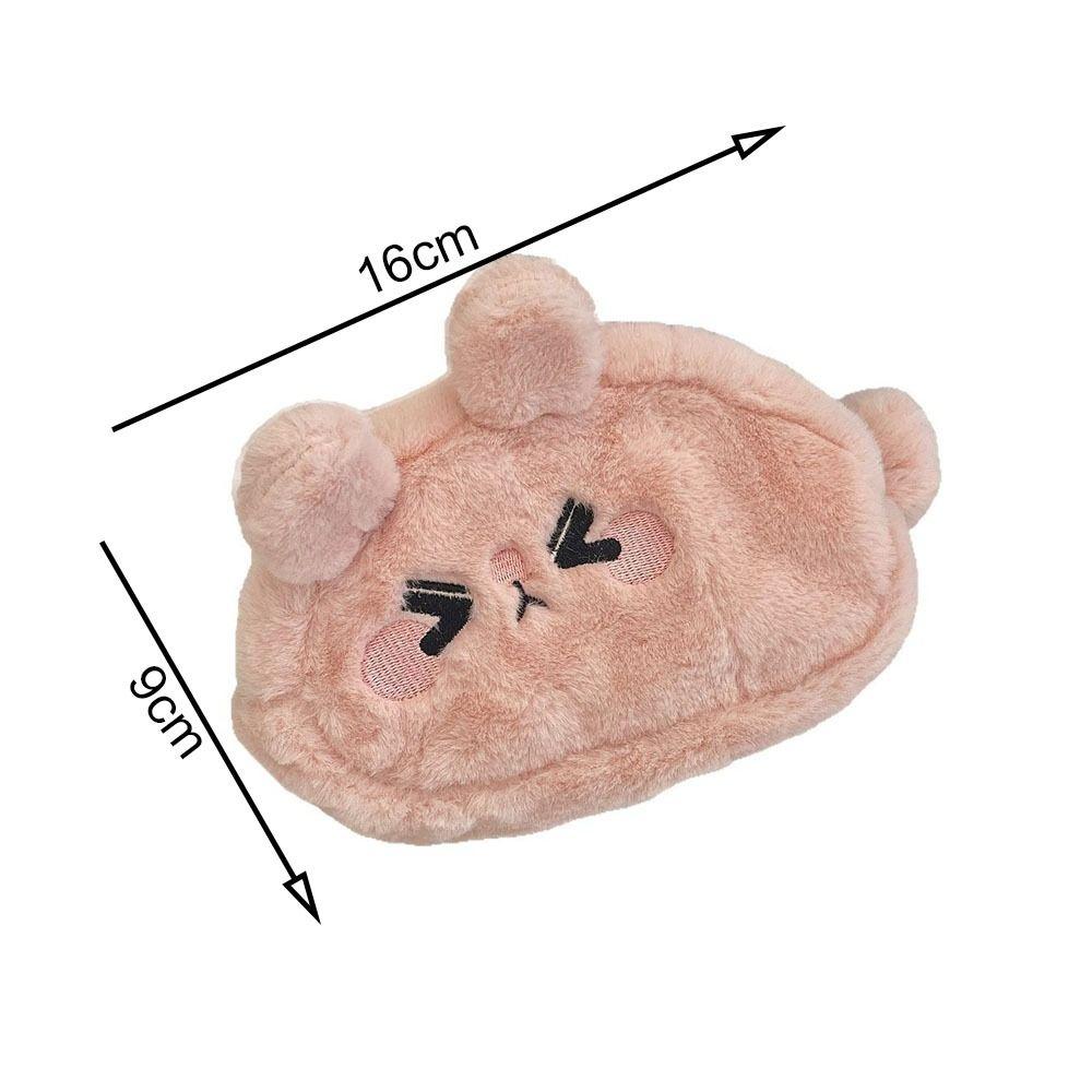 Пенал с изображением кролика и медведя, большая вместимость, сумка для канцелярских принадлежностей на молнии, симпатичный инструмент для хранения канцелярских принадлежностей