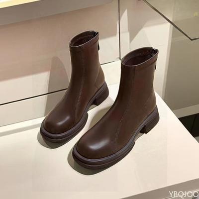 Модные осенне-зимние женские ботильоны до щиколотки, повседневные, на низком каблуке, с задней молнией, женские винтажные короткие ботинки