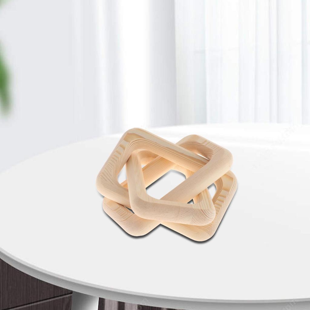 3 Link Wooden Chain Link Decor Rustic Wood Knot for Farmhouse Bedroom Table