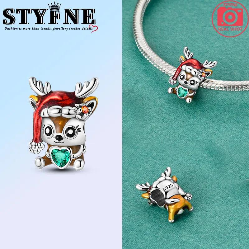 Изысканные модные медного цвета шармы-подвески в виде Санта-Клауса, рождественской елки, лося, оленя, бусины, подходят для оригинальных браслетов, рождественские украшения своими руками