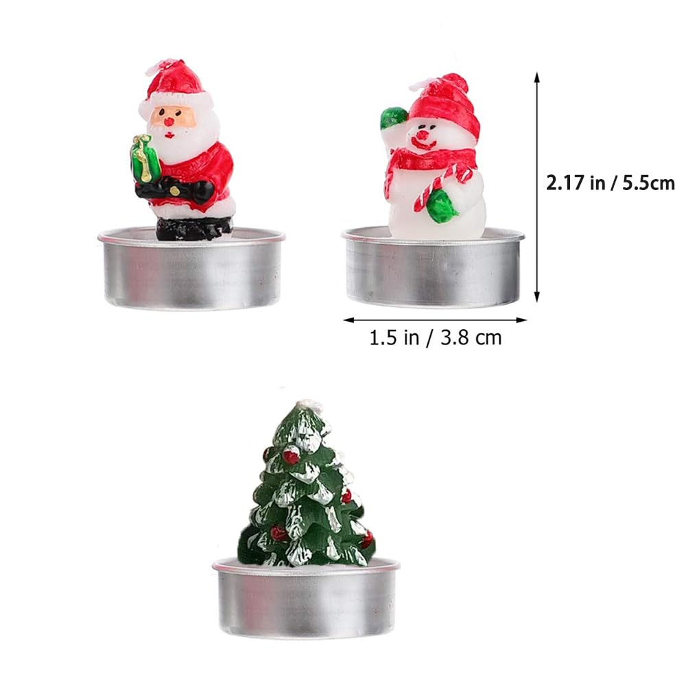 3pcs/set Christmas Candles Mini Claus Xmas Tree Snowmen Shaped Tin Cans Handheld Candles for Home Decor New Year Craft Gifts