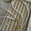 Simple Single-Layer Shell Heart Patchwork Neck Chain Necklace With Decorative Women's Imitation Pearl Beaded Party Favo