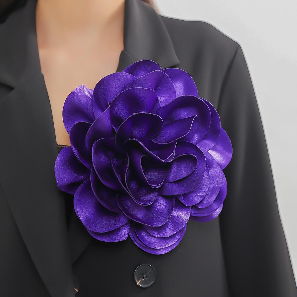 19cm Rose Flower Brooches Lapel Pins Dainty Satin Fabric Brooches Big Camellia Flower Brooch Pin for Women Wedding Part Dance Clothes Accessories