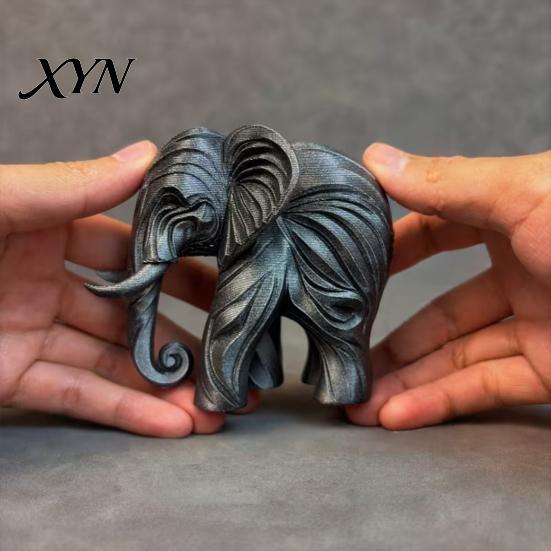 Модель слона, 3D-печатная фигурка, цельнолитая, милая, высококачественная текстура, настольное украшение для дома, украшение для книжной полки