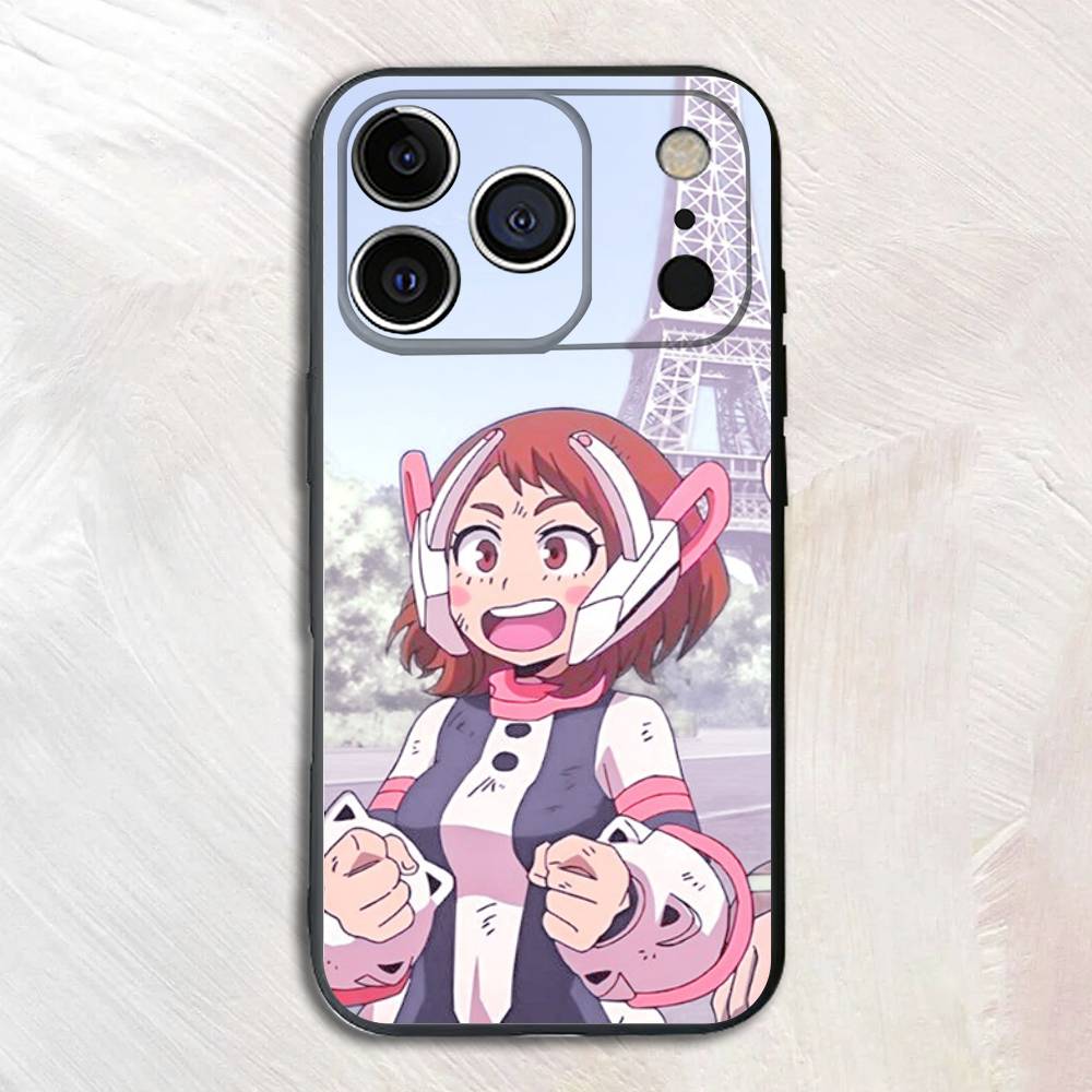 Аниме Фигурка O-Очако U-Урарака Черный Чехол для Телефона Для iPhone 17,16,15,14,13,12,13,11 Pro Max Plus mini Силиконовый Мягкий Задний Чехол