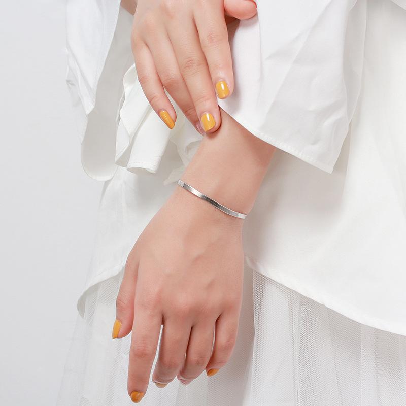 Jewelry S925 Sterling Silver Bracelet Flat Snake Bone Blade