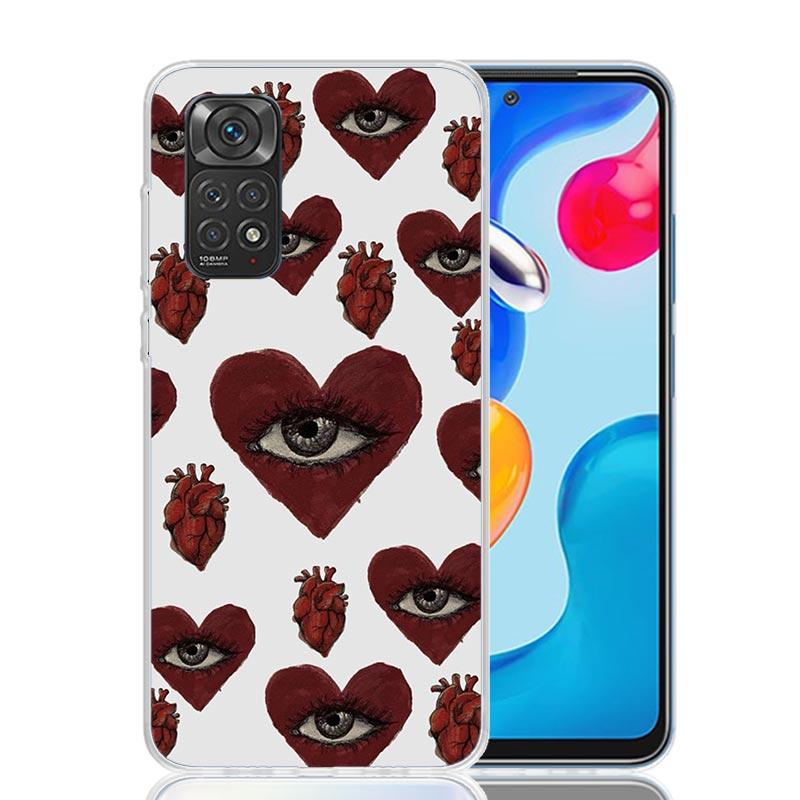 Чехол для телефона с пугающим лицом и глазами для Xiaomi Redmi Note 15 14 13 12S 12 Pro Plus 11S 11E 11 11T 10S 10 Арт Мягкий чехол с рисунком Redmi Not