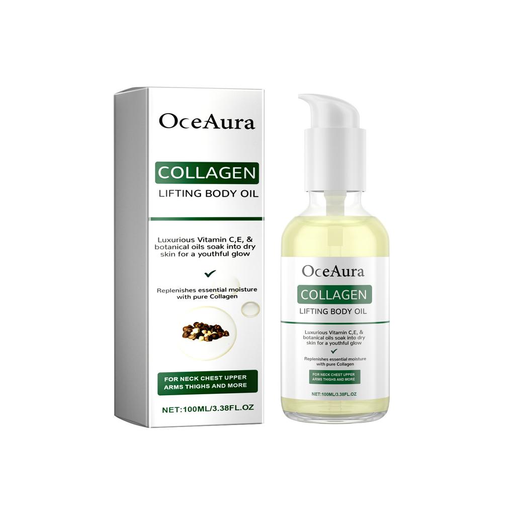 OceAura Collagen Body Oil Full Body Moisturizing Massage Oil Daily Hydration Deep Nourishing Fragrance Free 200ml