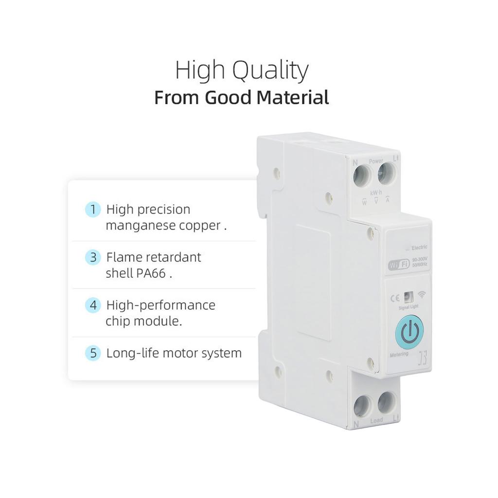 1 шт. WiFi интеллектуальный автоматический выключатель с измерением беспроводной пульт дистанционного управления выключатель для домашнего использования монтаж на DIN-рейку AC 90-300 В