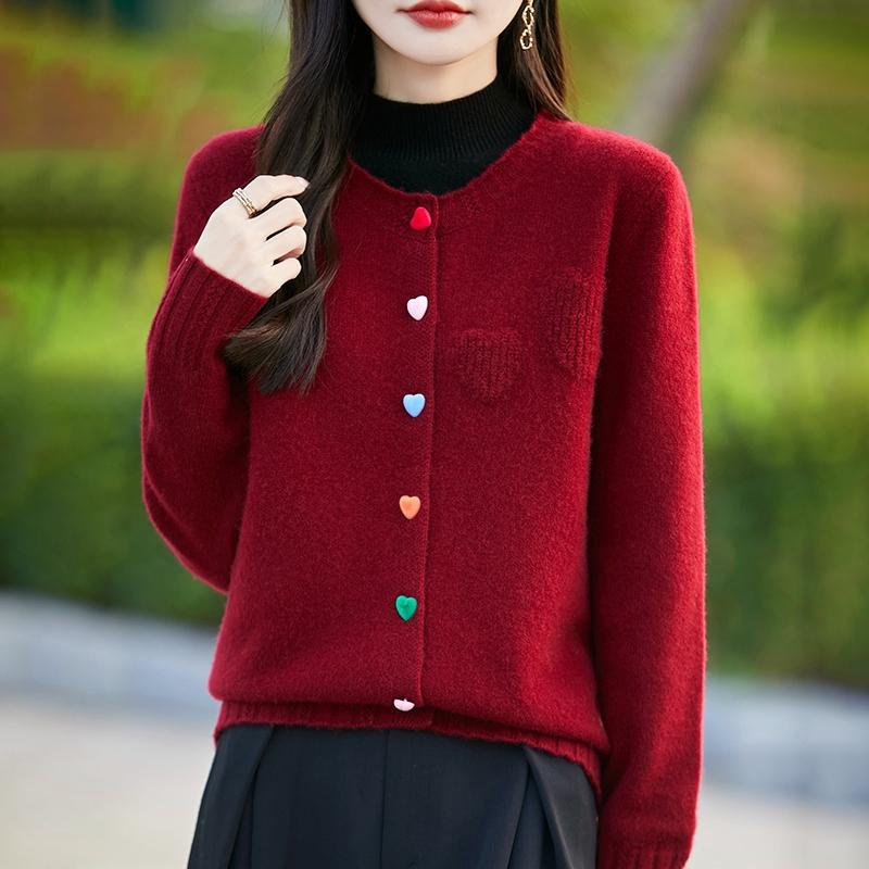 Женский кашемировый свитер Qinghe Cashmere 30% кашемир 70% шерсть Осень и зима Кашемировый кардиган Мягкий и теплый