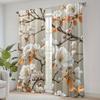2 шт. Шторы с цветочным принтом - Белые и персиковые цветы на ветках, винтажный стиль, идеально подходят для гостиной, офиса, спальни