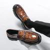 Men Loafer Dress Elevator Shoes Height Increase Brown Leather Thick Sole Platform Shoes Plus Size