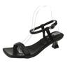 2024 Summer New Sandals PU Leather Women's Shoes Low Heels Black Sandals Female Comfort New Fashion Square Toe Sandalias Mujer