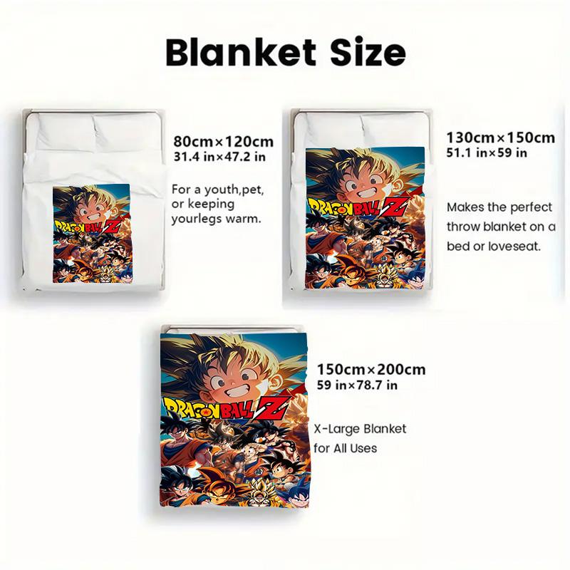 Dragon Ball Theme Blanket Skin-friendly Plush Fabric Comfortable Warm Throw for Kids Adults Anime Fans THW