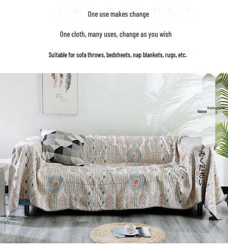 Bohemian Cotton Sofa Cover: Four Seasons Gauze Blanket & Cushion Quilt