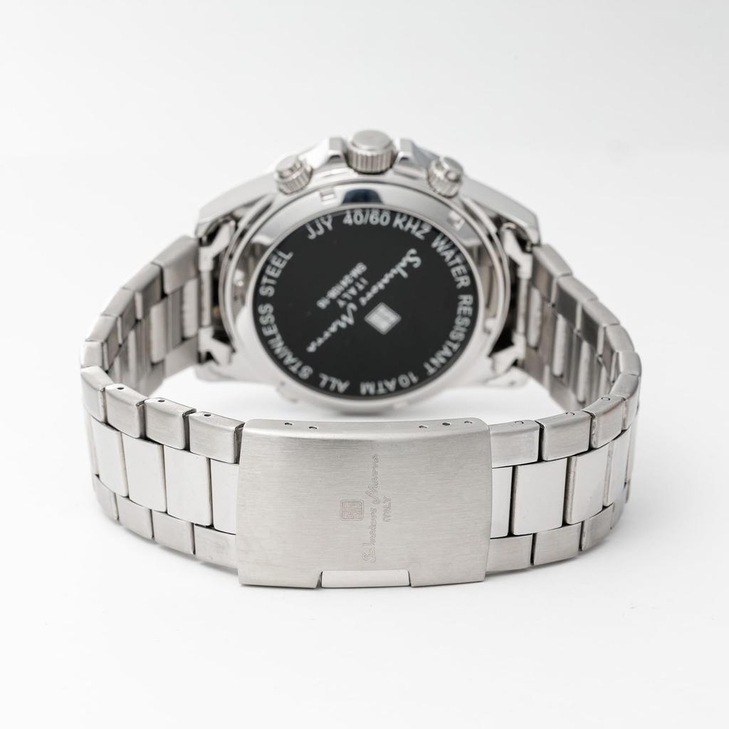 Salvatore Marra Radio Solar Watch Business Analog Quartz Waterproof with Cloth SSBK [Salvatore Marra] Men's (Silver Black)