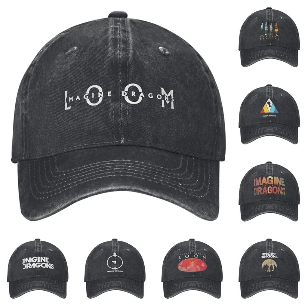 Vintage Imagine Dragons Loom Album Baseball Caps for Unisex Women Distressed Denim Snapback Hat Band Music Outdoor Adjustable Hats