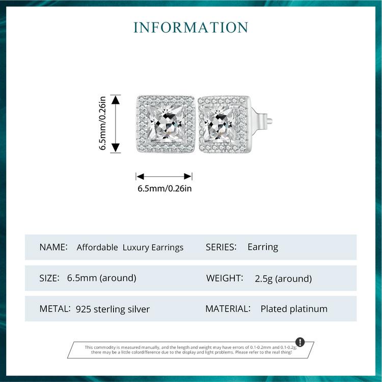 BAMOER Platinum Plated Halo CZ Stud Earrings 925 Sterling Silver Hypoallergenic Classic Elegant Earrings Fashion Jewellry