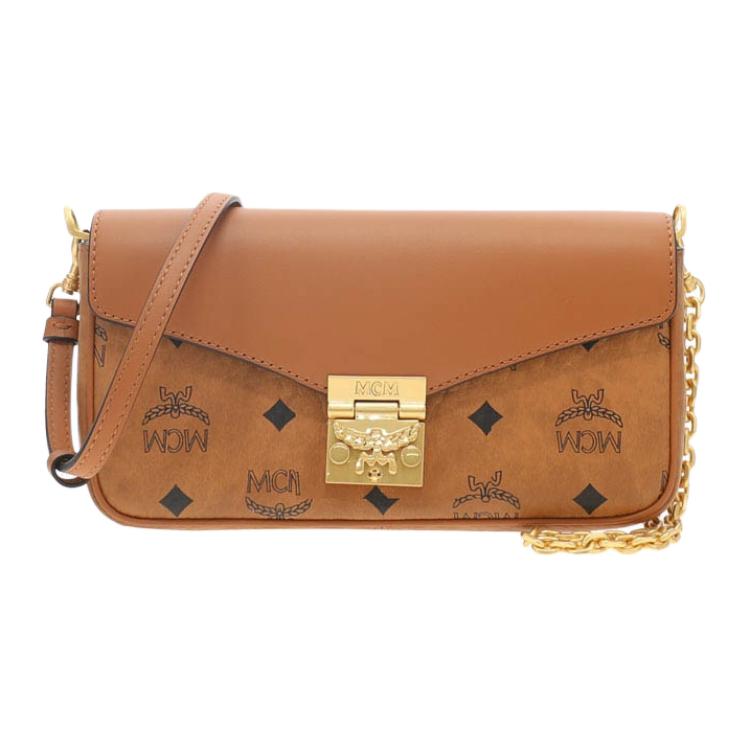 MCM Tracy Visetos Mini Shoulder Bag Women Shoulder Bag Cognac MWRGSXT01CO001