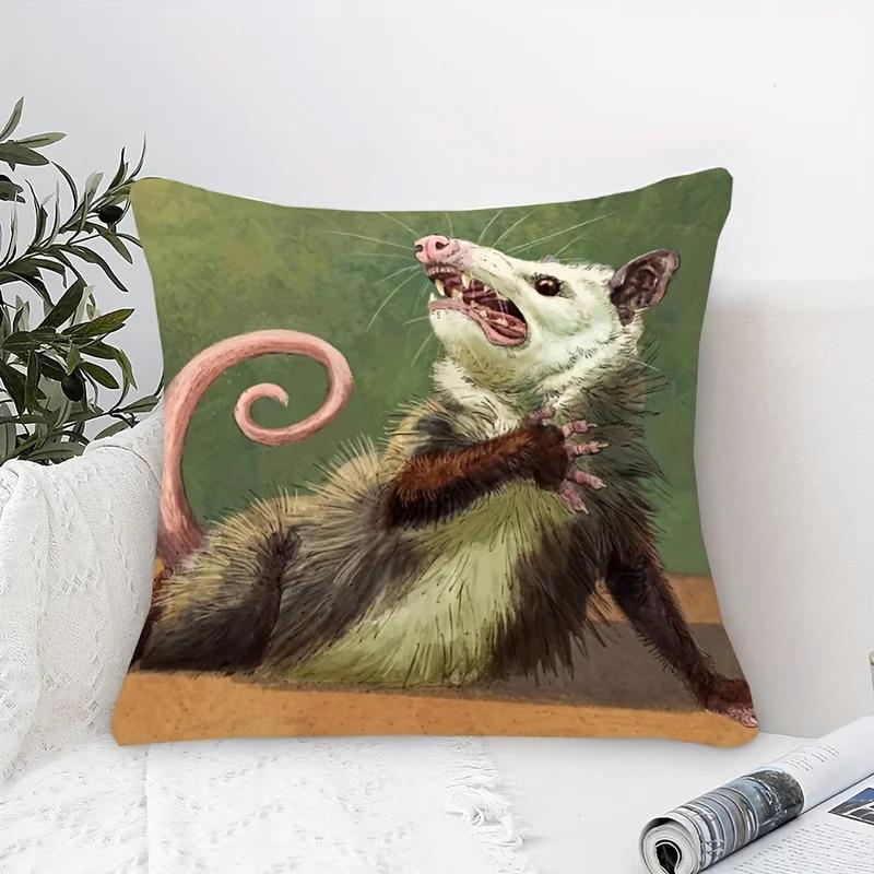 Vikama American Vintage Animal Cushion Cover Playful Possum Square Cushion Cover Home Decor Trendy Cushion Cover