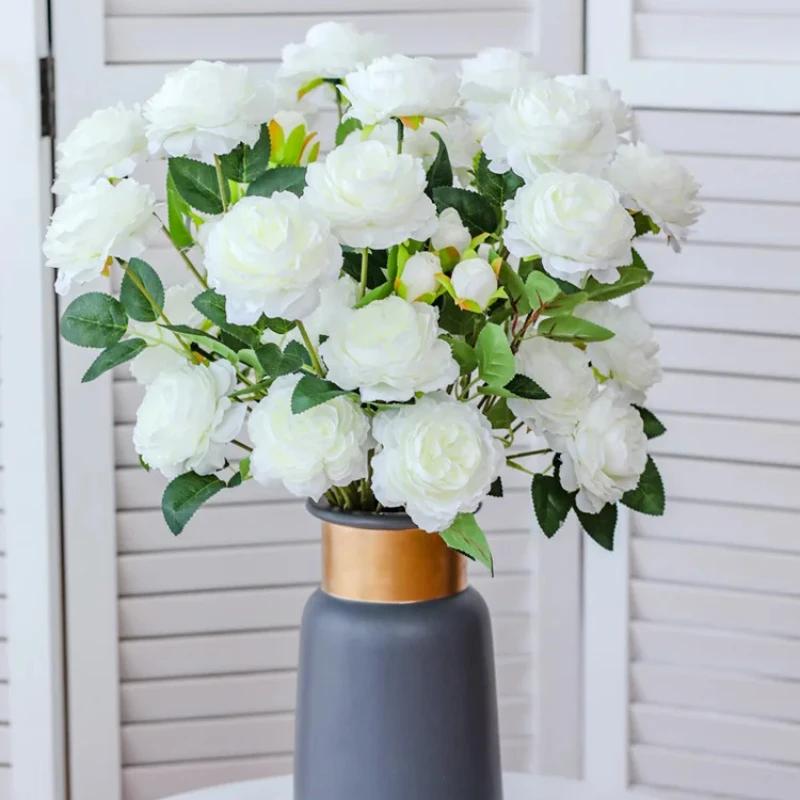 Букет искусственных пионов в европейском стиле для украшения дома, сада, гостиной, вечеринки, свадебные товары, искусственные цветы
