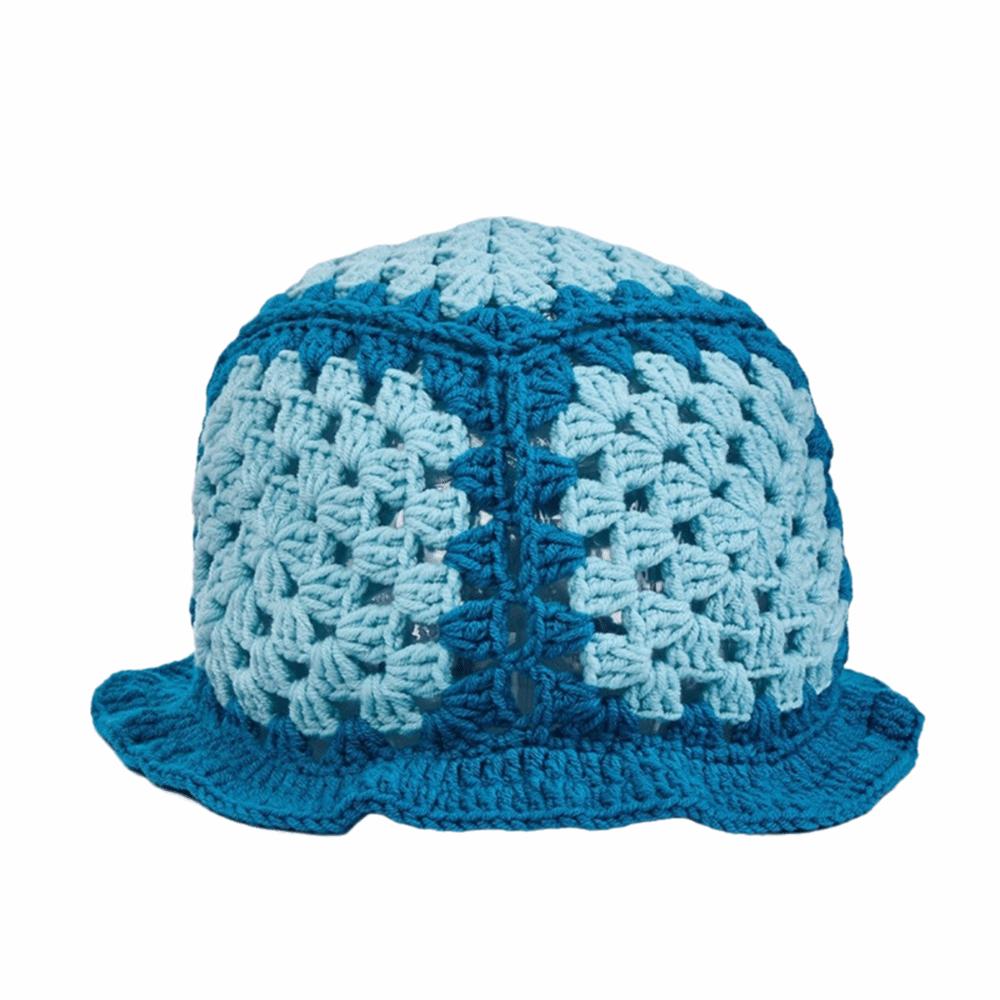 Sunflower Patterned Fisherman Hat Lotus Leaf Edge Handmade Knit Hat  Autumn Winter Outings