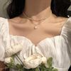 Изящные жемчужные цветочные банты-узлы чокеры, ожерелья на длинной цепочке с жемчужным сердцем, монетой, золотистого тона, для стильных украшений, женские, шикарные, цветочные ожерелья