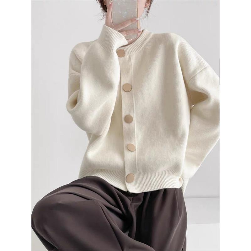 Design Sense однобортный вязаный кардиган женский осень-зима свободный ленивый ветер круглый вырез короткий свитер куртка