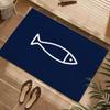 Simple Line Fish Doormat Navy Blue Non Slip Water Absorbent Floor Mat Entrance Bathroom Home Decor