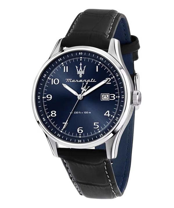 Maserati Classic Sorpasso Leather Strap Blue Sunray Dial Quartz R8851124003 100M Men's Watch