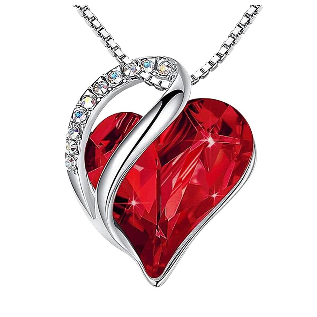 Heart Shaped Geometric Birthstone Necklace Jewelry Women's Clavicle Chain Gift