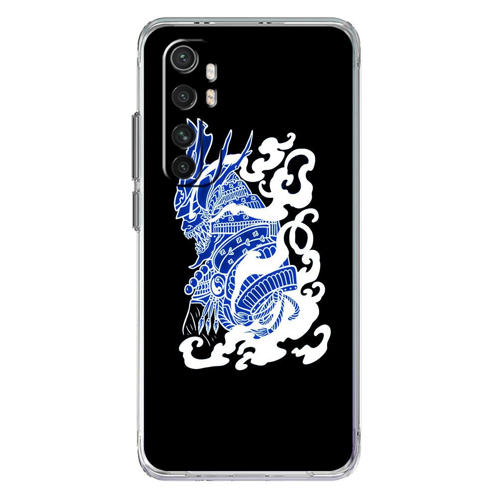 Неоновый чехол для телефона Samurai Oni Mask для Xiaomi Mi 12T 10 12 Lite 11 Ultra 11X 11T Pro 11i Poco X4 X3 NFC F3 M3 M4 5G Прозрачная крышка