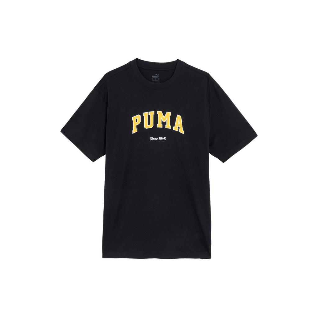 Puma Dopamine Colorful Letter Logo Print Round Neck Pullover Loose Casual Short Sleeve T-Shirt Men T-Shirt Black 684366-01