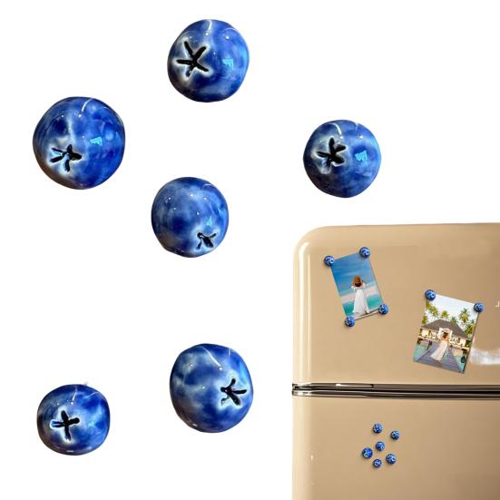 6 шт. 3D Магнит на холодильник Черника Сделай сам Дом Офис Кухня Шкафчик Холодильник Смола Мини Ягода Фрукт Магнитное Украшение Орнамент