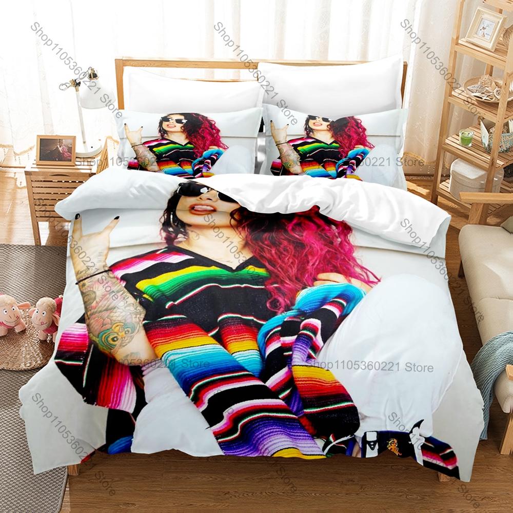 Постельное белье с принтом Snow Tha Product, Пододеяльник и 2 наволочки, Мягкий микрофибровый текстиль в стиле известной женской рэп-исполнительницы