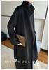 Elegant Mid-Length Velvet Wool Coat - Women's Korean Style Loose Fit with Stand Collar