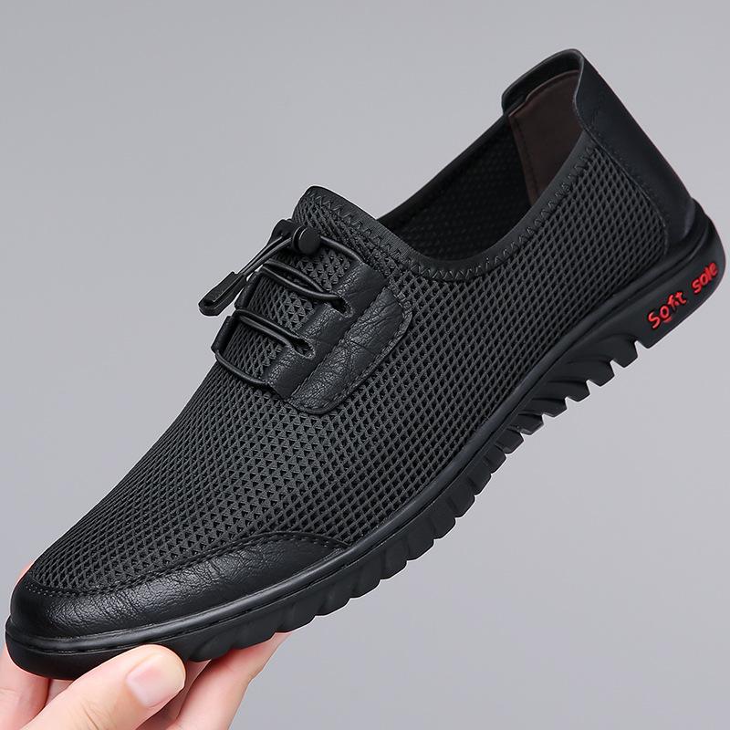 Летние мужские дышащие повседневные туфли из сетки Fly-Woven Мужские ручной работы онлайн обувь для мужчин среднего возраста 'Папа' Мужские 1177