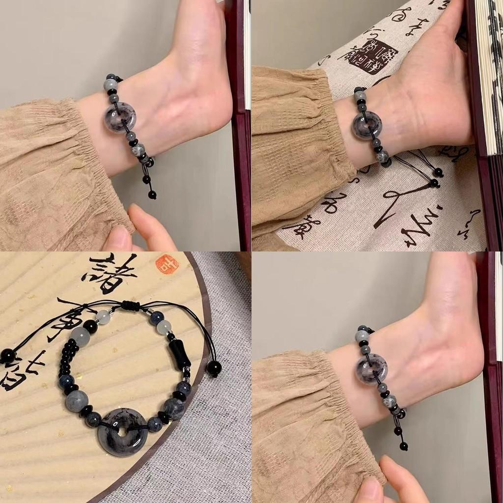 High-end Black Beaded Bracelet Exquisite Chinese Style Resin Stone